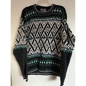 Vintage Concrete Mix Sweater Mens L Coogi Style Multicolor Crewneck 3D Knit